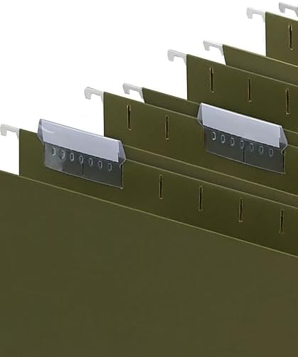 Staples Hanging File Folders, Letter Size, 5‑Tab, Standard Green, Heavy‑Duty Construction – 100/Carton