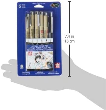 SAKURA 50201 6-Piece Pigma Manga Comic Pro Drawing Kit,Black