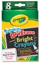 Crayola Washable Dry Erase Crayons w/E-Z Erase Cloth, Assorted Bright Colors, 8/Pack
