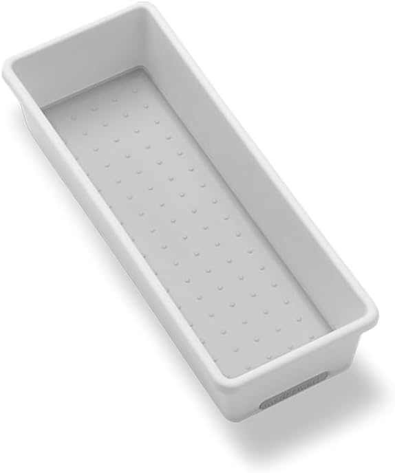 madesmart Classic 9.8 x 3.8 Bin - White, CLASSIC COLLECTION, Multi-Purpose Storage Organizer, Soft-grip Lining and Non-slip Rubber Feel, Easy to Clean, Durable, BPA-Free (Pack of 6)