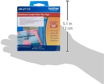 Brother Genuine DK-2113 Continuous Length Black on Clear Film Tape for Brother QL Label Printers, 2.4" x 50' (62mm x 15.2M), 1 Roll per Box, DK2113