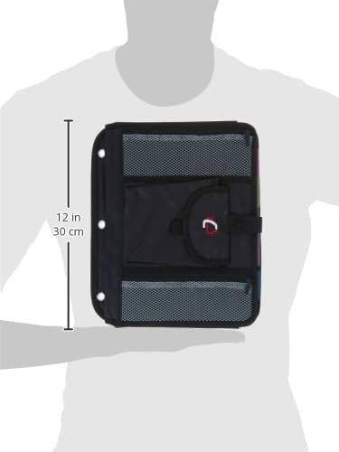 Case It 5-Tab Binder Accessory, 5-colored tabbed, 6 pocket expanding file, fits any standard 3 ring letter size binder, additional zippered mesh pockets for pen storage, ACC-21, Black