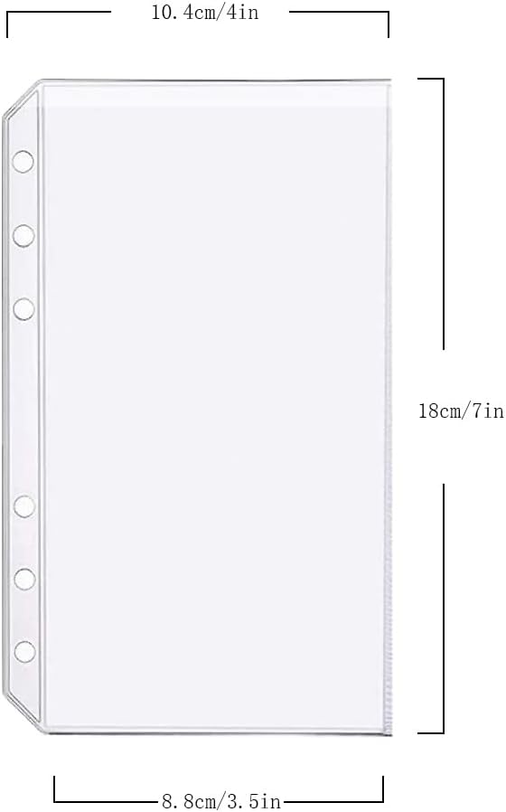 6 Pack A6 6 Holes Binder Pockets Plastic Binder Folders Waterproof 6 Holes Holder for Receipt Ticket (Pocket, A6)