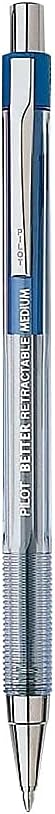 Pilot The Better Ball Point Pen Refillable & Retractable Ballpoint Pens, Medium Point, Blue Ink, 12-Pack (30006) (Packaging May Vary)