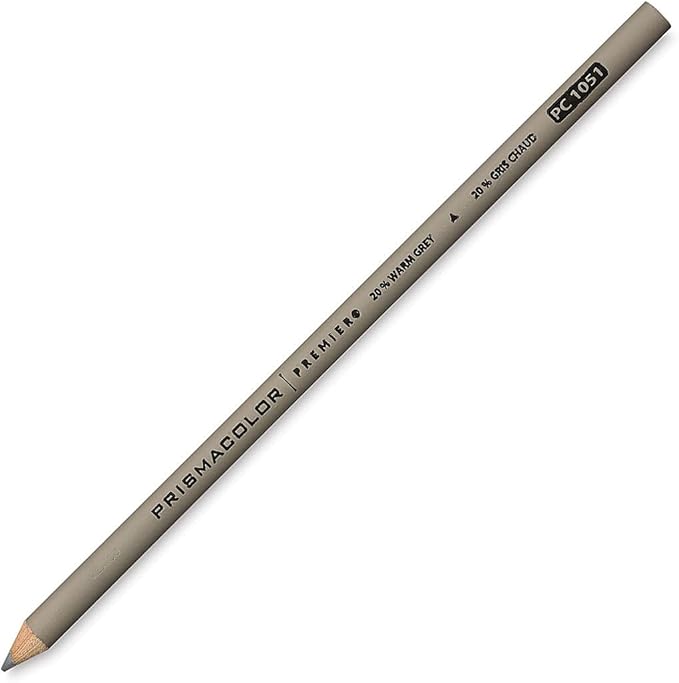 Prismacolor 3435 Model PC 1051 Premier Soft Core Colored Pencil, Warm Grey 20%; Perfect for Layering, Blending and Shading; Soft, Thick Cores Create a Smooth Color Laydown
