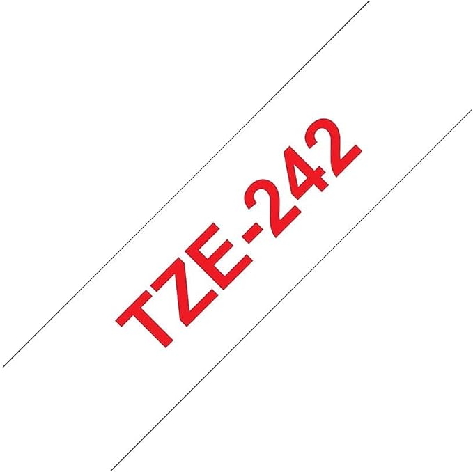 Brother Genuine P-Touch TZE-242 Tape, 3/4" (0.7 mm) Standard Laminated P-Touch Tape, Red on White, Laminated for Indoor or Outdoor Use, Water-Resistant, 26.2 ft (8 m), Single-Pack