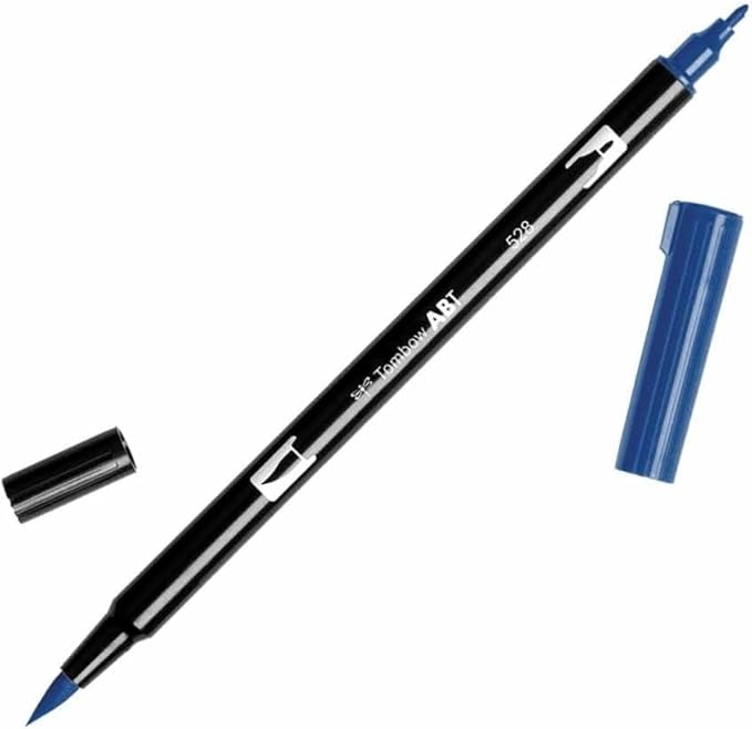 Tombow 56559 Dual Brush Pen Art Marker, 528 - Navy Blue, 1-Pack. Blendable, Brush and Fine Tip Marker