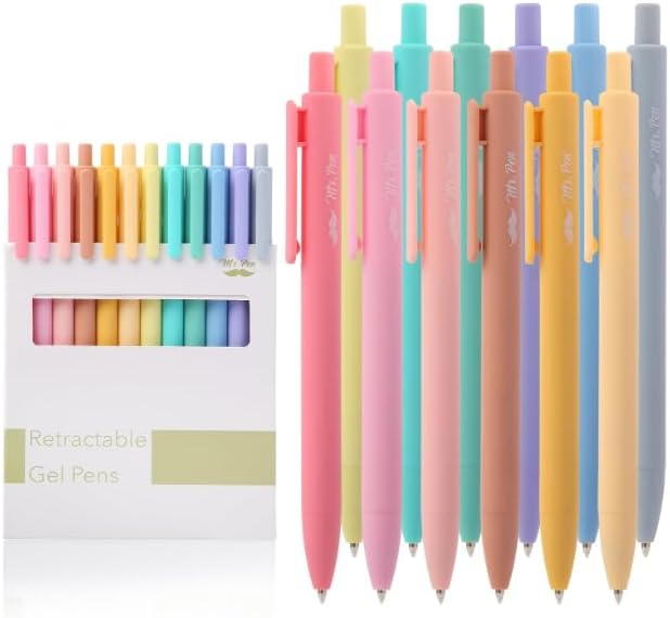 Mr. Pen- Retractable Gel Pens, 12 Pack, Assorted Colors, Fast Dry, Gel Pens Fine Point 0.7mm
