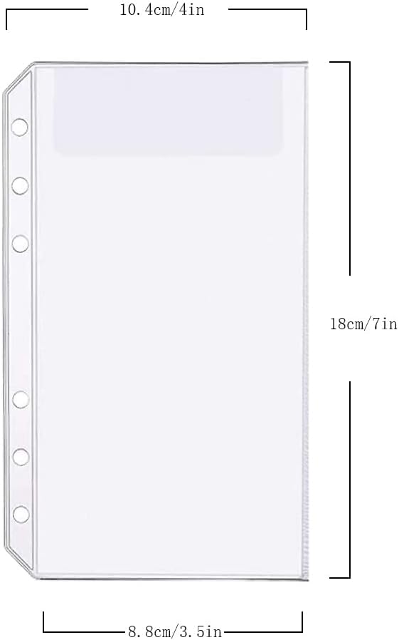 6 Pack A6 6 Holes Binder Bag Plastic Binder Folders Waterproof 6 Holes Holder for Receipt Ticket (1 Pocket, A6)