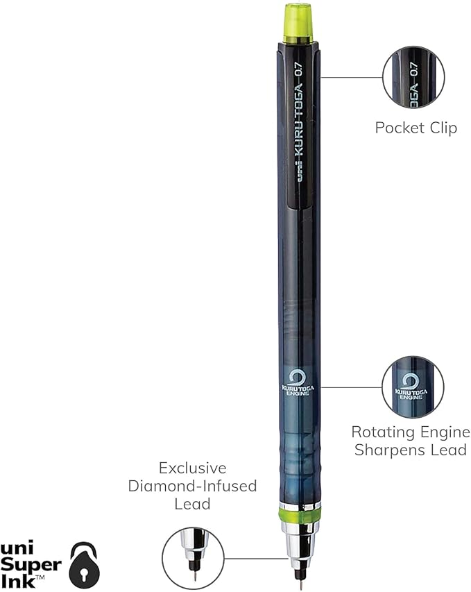 uniball Kuru Toga Mechanical Pencil Starter Kit, 0.7mm HB#2, 1 Pack
