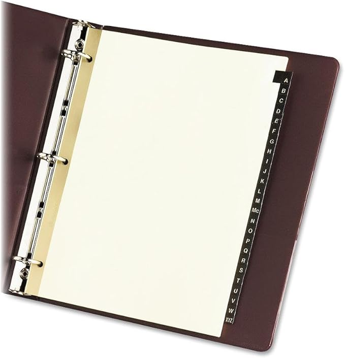 Avery A-Z Dividers for 3 Ring Binders, 25-Tab Set, Pre-Printed Black Leather Tabs, 1 Binder Divider Set (11350) (Pack of 3)