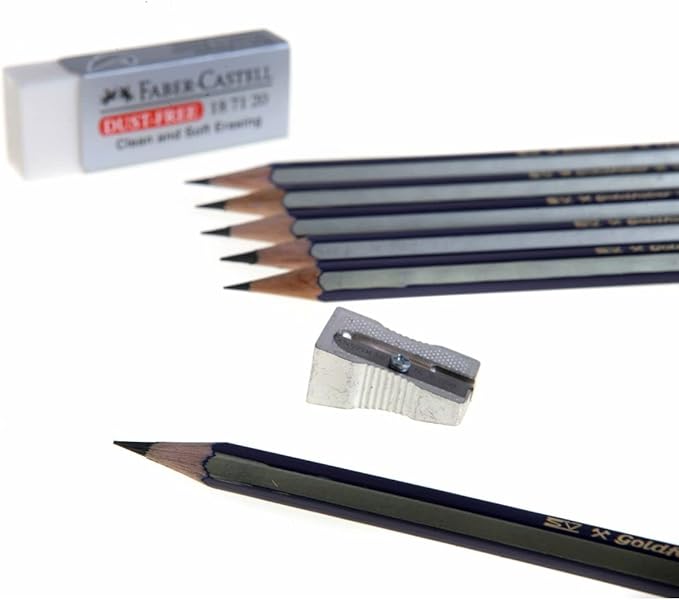 Faber-Castell Creative Studio Graphite Sketch Set – 8 Graphite Pencils – Pencil Sharpener – Pencil Eraser