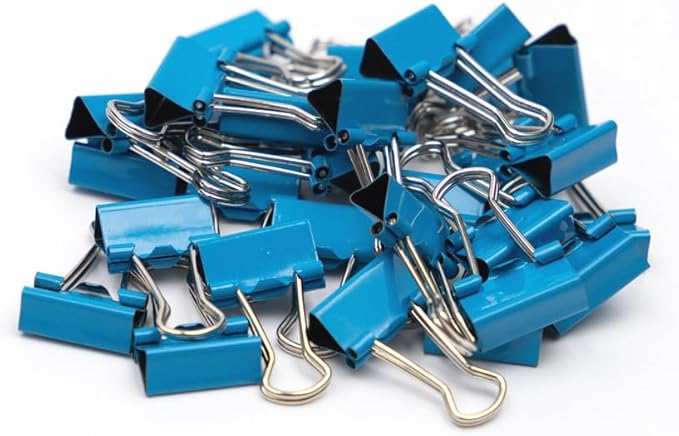 JAM PAPER Colorful Binder Clips - Extra Small - 3/5 Inch (15 mm) - Blue Binderclips - 30/Pack
