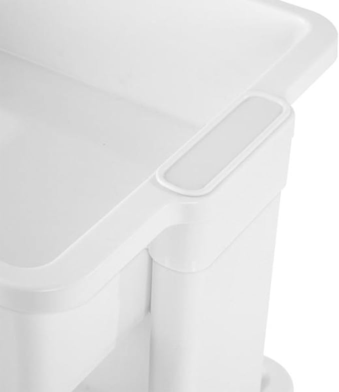 Sterilite 3 Tier Utility Cart Portable Storage Open Bin Organizer with 360 Degree Smooth Rolling Caster Wheels, Supports 10 lb Per Tier, White, 3-Pack