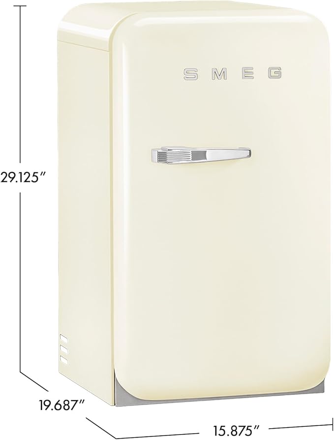 Smeg FAB5 Retro Mini Fridge – 50s Style Compact Small Refrigerator, 1.2 cu ft, Automatic Defrost, LED Lighting, Adjustable Shelves– Made in Italy – Perfect for Home, Dorm, Office, Hotel -Cream