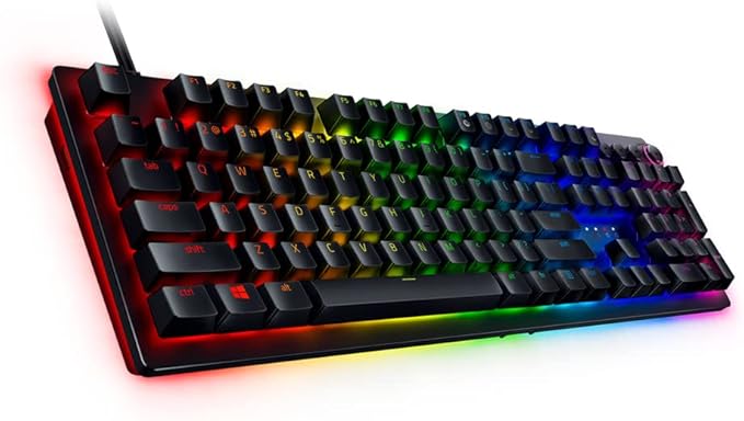 Razer Huntsman V2 Optical Gaming Keyboard: Linear Optical Switches - 8000Hz Polling Rate - Doubleshot PBT Keycaps - Dedicated Media Keys & Dial - Ergonomic Wrist Rest - Snap Tap