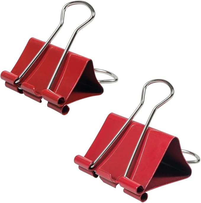 JAM PAPER Colorful Binder Clips Assortment - Medium & Large Size - Red Binderclips - 27 Clips/Pack