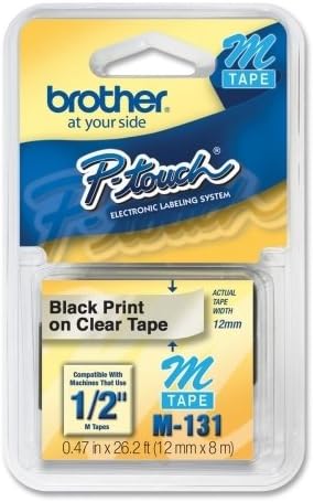 Brother Part# M-131 Label Tape (OEM) 0.47" Black Print on Clear