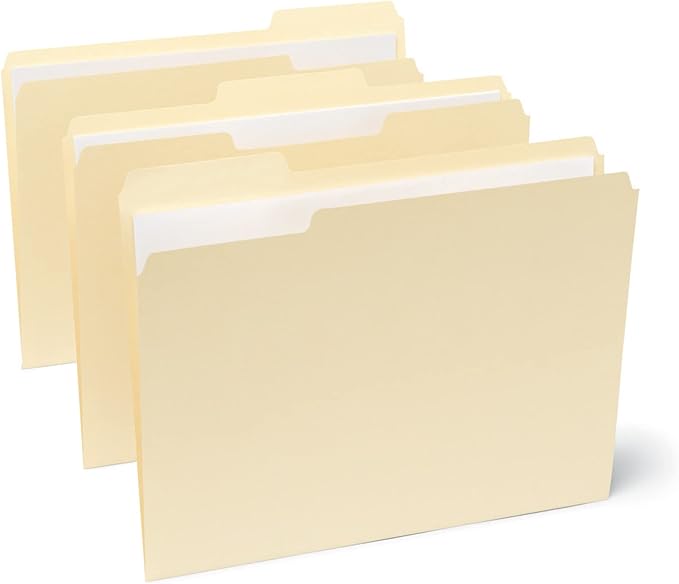 Pendaflex Reinforced-Top File Folders, Letter Size, Manila, 1/3 Cut, 100/BX (R752 1/3)