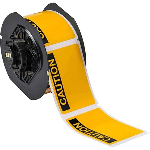Brady B30-241-595-OSHACA 2.25" Height x 3" Width, B-595 Indoor/Outdoor Vinyl, Yellow/Black BBP31 Pre-Printed Pre-Cut Labels Tape with Sign Headers, 300 per Roll