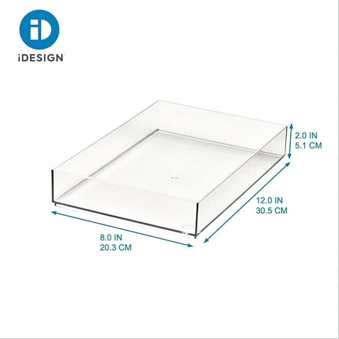 iDesign The Sarah Tanno Collection Plastic Cosmetic Drawer Organizer, 8" x 12" x 2", Clear