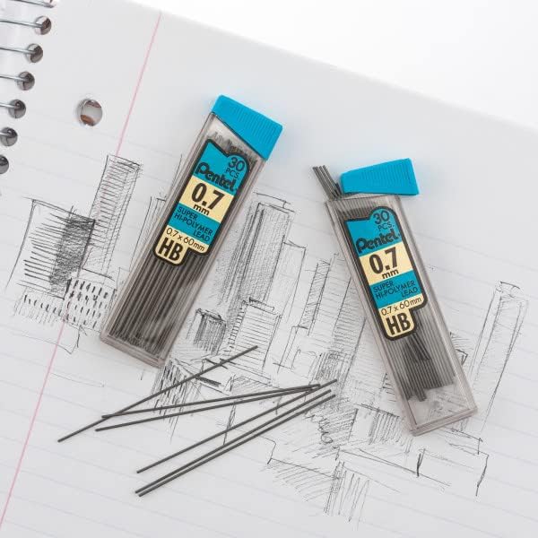 Pentel Super Hi-Polymer Mechanical Pencil Lead Refill - 0.5mm, 0.7mm, 0.9mm - 90 Lead refills (30 of Each Size)
