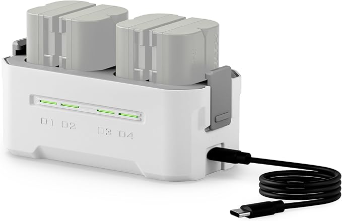 Tilta LP-E6P Charging Station Battery Kit, 4-Slot 45W PD USB-C Fast Charger | Compatible with Canon LP-E6 LP-E6P Batteries | Portable EDC Charging Hub, 2 Batteries - Off White