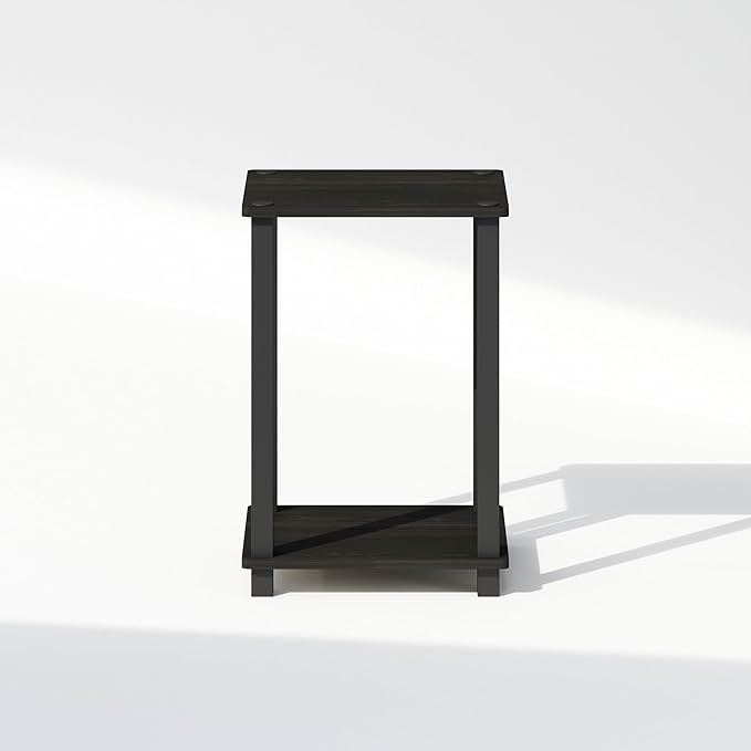Furinno Simplistic Night Stand, 2-Tier Small Nightstand with Open Shelf, Toolless Assembly Bedside Table, End Table, Side Table, for Bedroom, Living Room, Espresso