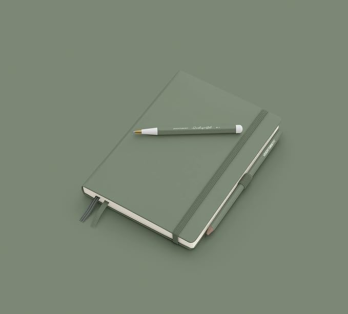 LEUCHTTURM1917 - Notebook Hardcover Medium A5-251 Numbered Pages for Writing and Journaling (Olive, Ruled)