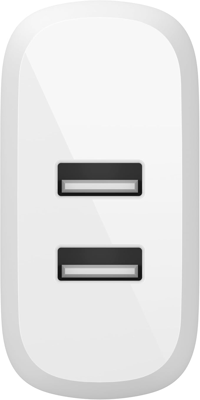 Belkin Dual Port USB Charger Block 24W - iPhone Charger Fast Charging - iPhone 17, Air, Pro, Pro Max, iPad, AirPods, Apple Watch, Samsung Galaxy S25, Nintendo Switch 2 & More - Cable Not Included