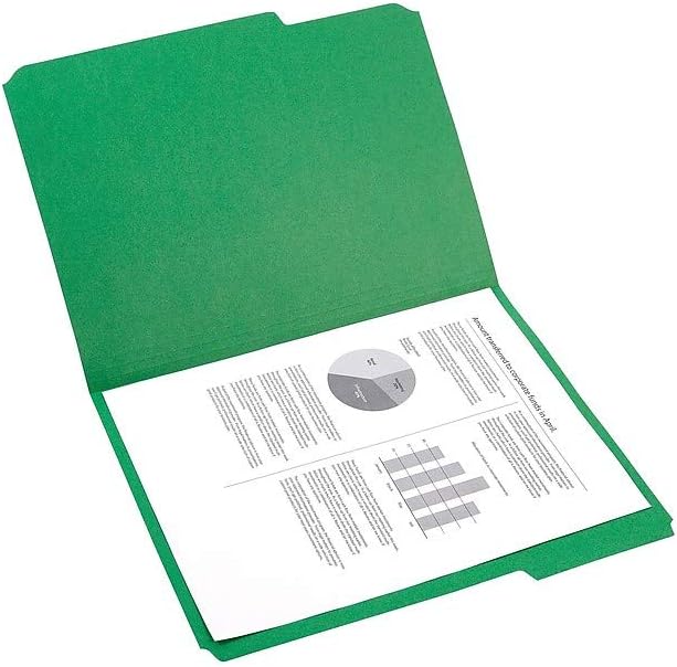 Staples Reinforced Colored File Folders, Letter Size, 3‑Tab Design, Green, Heavy‑Duty Construction, 100/Box