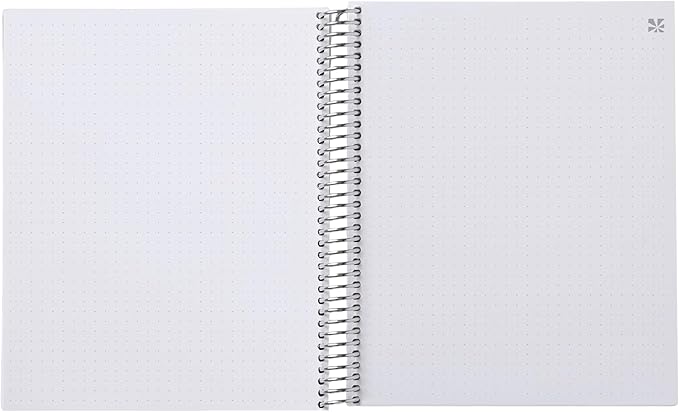 Erin Condren 8.5" x 11” Dot Grid Spiral Notebook, 5mm Dotted Layout with 80 Lb. Paper, Canvas Asterisk Cover, 160 Dot Grid Notebook Pages, Platinum Coil, Stickers Included