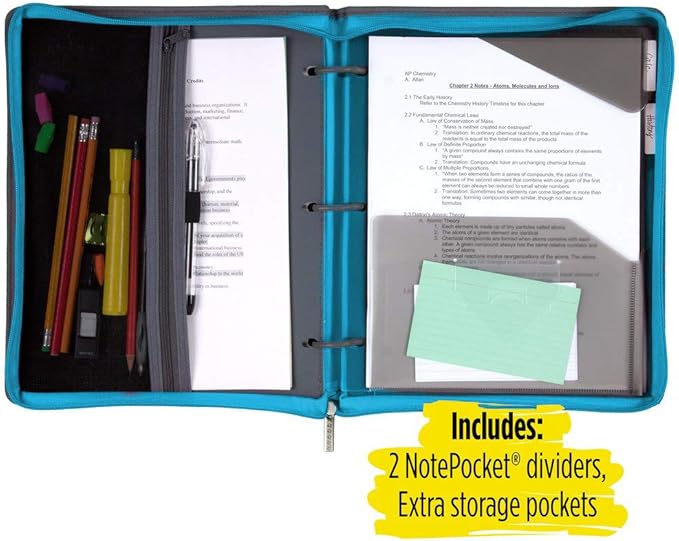 Five Star Flex Hybrid NoteBinder, 1 Inch Ring Binder, Notebook and Binder All-in-One, Teal (73420)