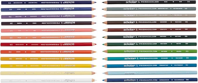 Prismacolor Scholar Colored Pencils, 24 Count - Vibrant Colors, Art Supplies, Drawing, Coloring, For Beginner Artists