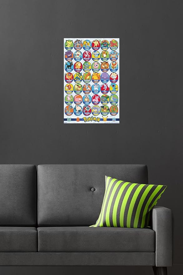 Pokémon: All-Time Favorites - Grid Wall Poster, 22.4L" x 14.7W", Premium Unframed Version