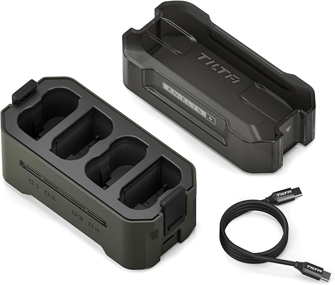 Tilta EN-EL15C Charging Station Battery Kit with Four Rechargeable Batteries | Four-Slot USB-C Fast Charger | 45W PD | Status Indicators | Portable Design | Green