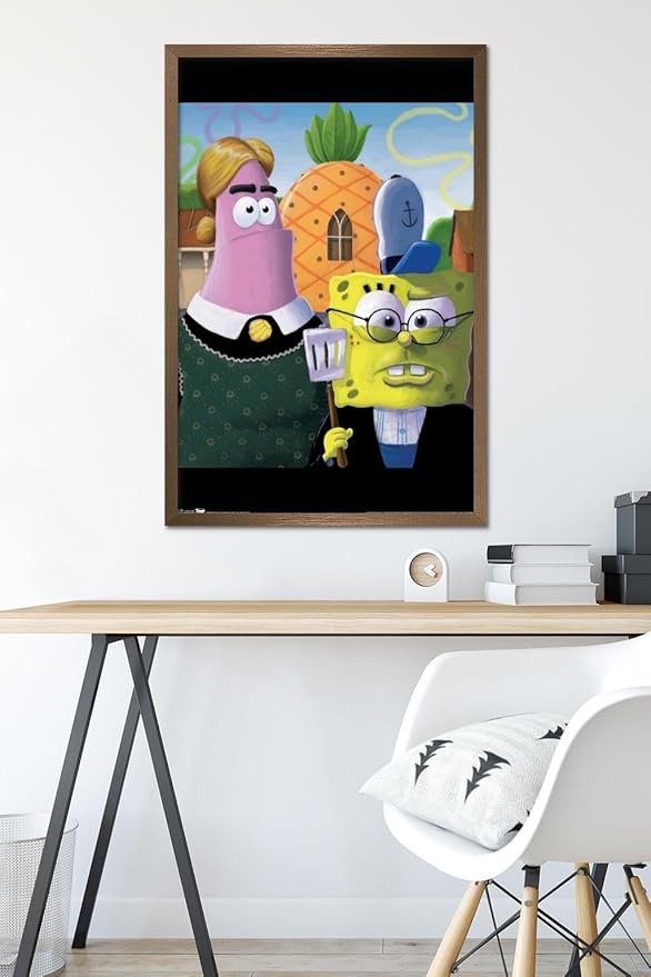 Trends International Nickelodeon Spongebob - American Gothic Wall Poster, 22.375" x 34", Bronze Framed Version
