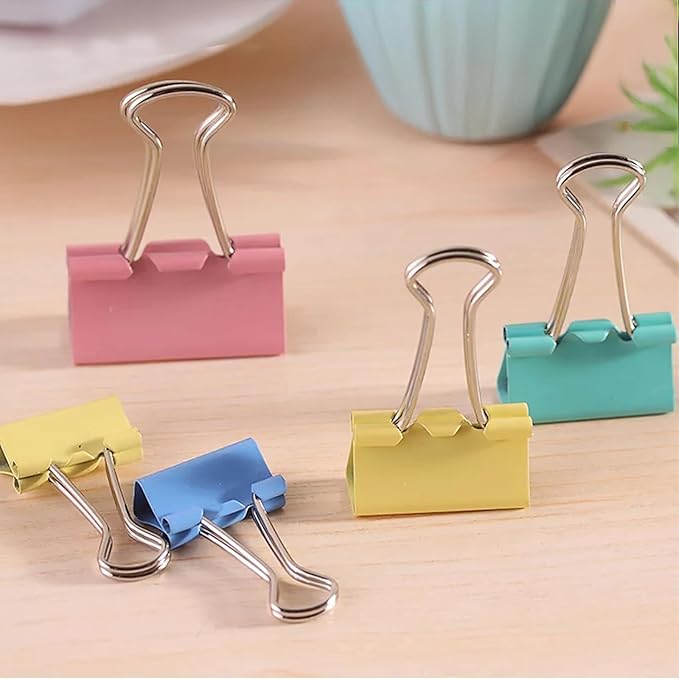 120 Pcs Small Binder Clips Assorted Colored, 0.75in/19mm Mini Binder Paper Clips, Paper Clamps for Office Supplies, Home, School,Business Document Organizing (Blue, Pink, Yellow, Green)