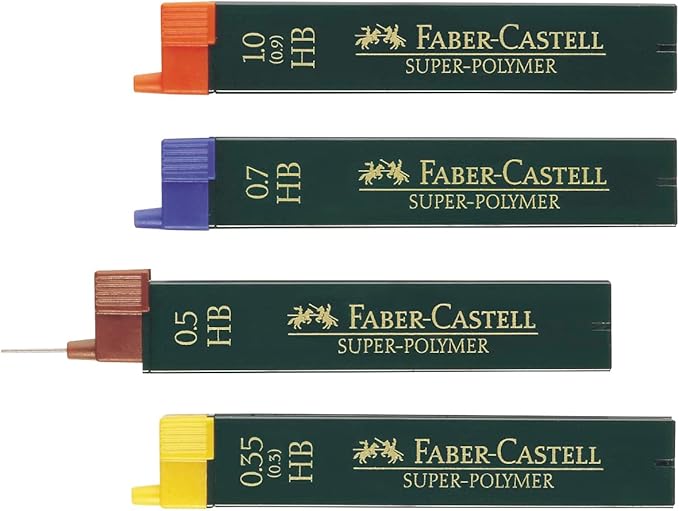 Faber-Castell Super Polymer 205039 Fine Lead Set of 6 with 12 Leads 0.7 mm HB Hardness