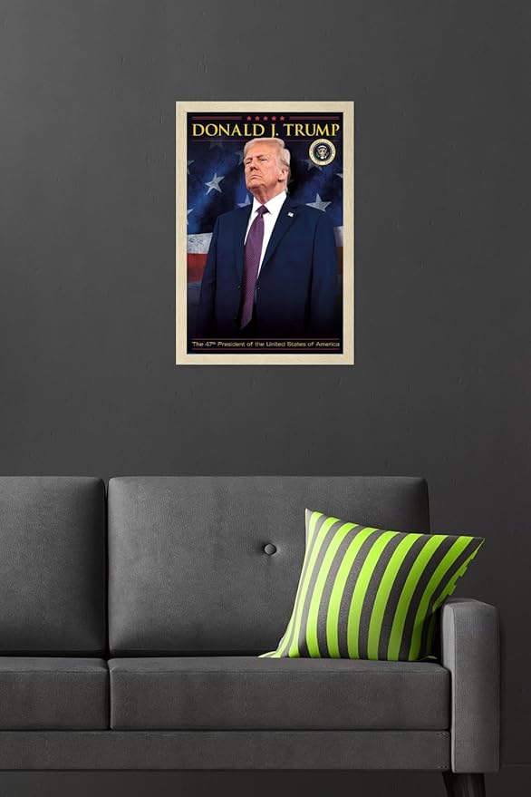 President Donald Trump - 47th President Wall Poster, 22.4L" x 14.7W", Blonde Framed Version