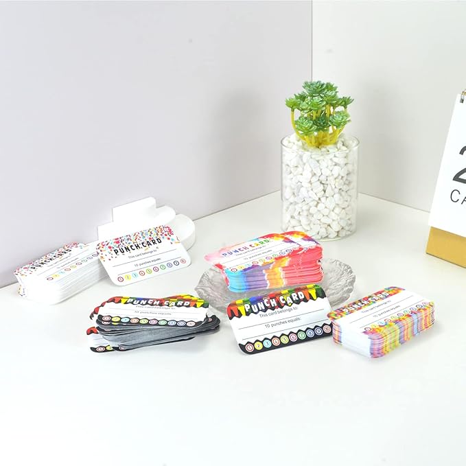 320 Pieces Punch Cards Incentive Student Reward Card Awards Loyalty Cards for Classroom Kids Behavior Teachers Students Business Punch 3.5 x 2 Inch(4 Styles)
