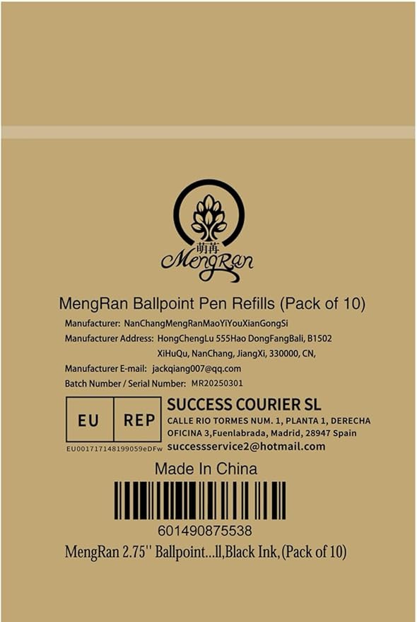 MengRan Mini D1 Ballpoint Ink Pen Refills for Twist Pens, 1mm Medium Tip, Compatible with Swarovski Pen Refills (10 Pcs Black Ink)