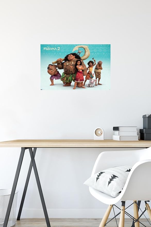 Disney Moana 2 - Group Wall Poster, 22.4L" x 14.7W", Premium Poster & Mount Bundle