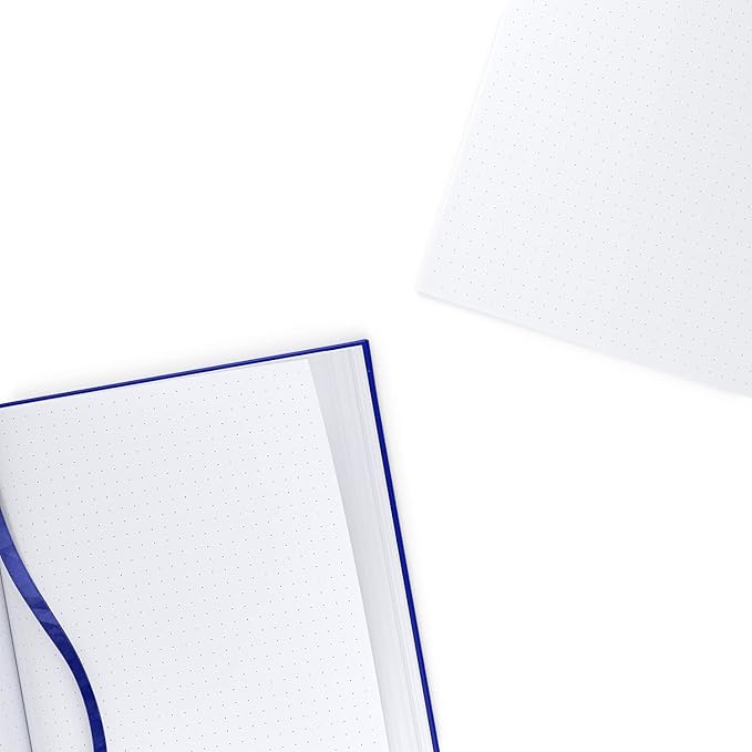 ARTEZA Dotted Journals, Set of 2, 6x8 Inches, 96 Sheets, Bird Design and Cobalt Blue, Aesthetic Notebooks with Smooth Paper