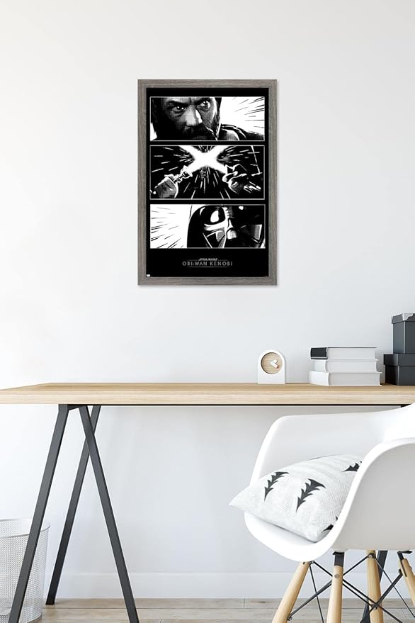 Trends International Star Wars: Obi-Wan Kenobi - Panels Wall Poster, 14.725" x 22.375", Barnwood Framed Version