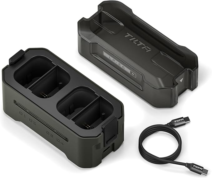 Tilta LP-E6P Battery Charging Kit with 4 USB-C Rechargeable Batteries – Compatible with Canon EOS R5 Mark II, R6 Mark II, R7, R6, R5, R, 5D IV, 6D, 7D II, 90D, 80D, 70D, 60D, 60Da – Green