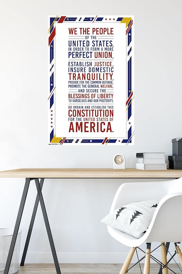 Trends International The United States Of America - Constitution Preamble Wall Poster, 22.375" x 34", Poster & Mount Bundle