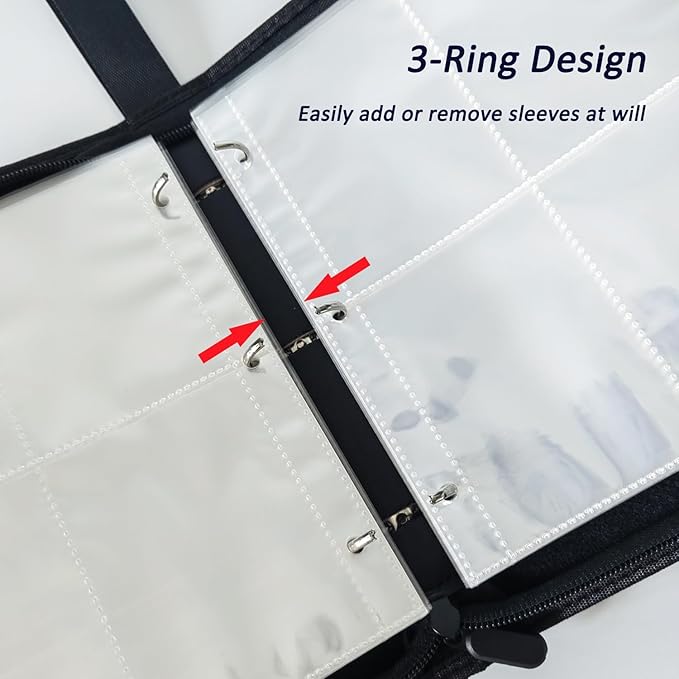 Premium Card Binder 4 Pocket, 3-Ring Zipper 400 Pockets Card Holder Book with 50 Removable Sleeves,Card Collection Storage Album for Trading Cards, MTG, TCG, Yugioh Cards
