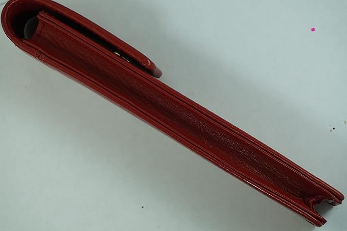 Cross Full Grain Burgundy red Leather with Matching Thread Color Combinations, Single Flip Top Pen Pouch with Secure snap, Can Accommodate Any Cross Pen