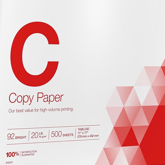 Staples 11-Inch X 17-Inch Copy Paper 20 Lbs 92 Brightness 500/Ream, For Office, School & Home